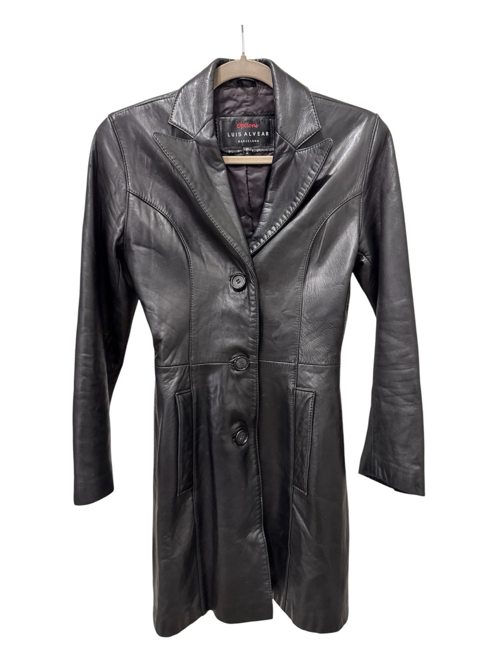 Vintage Luis Alvear Barcelona Women’s Black Leather Jacket Sz P fits like XS